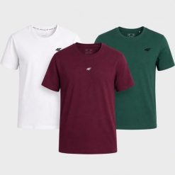 KOMPLET T-SHIRT MĘSKI 4F ZESTAW KOSZULEK 3PAK. T-shirty męskie 4f, m, bez wzorów, z bawełny, bez kołnierzyka. Za 117.99 zł.