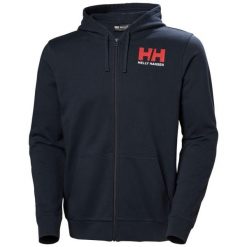 Bluza z kapturem z pełnym zamkiem błyskawicznym Helly Hansen Logo. Niebieskie bluzy z kapturem męskie Helly Hansen, na lato, l, z bawełny. Za 356.15 zł.