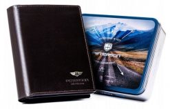 Portfel skórzany Peterson [DH] PTN 22310-VT c. brązowy. Brązowe portfele męskie Peterson, bez wzorów, ze skóry. Za 100.99 zł.