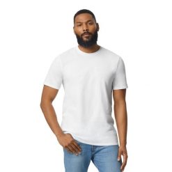 Koszulka Unisex Dla Dorosłych Softstyle Plain Enzyme Washed T-shirt. Białe bluzki damskie Gildan, bez wzorów, sportowe, bez kołnierzyka, bez ramiączek. Za 46.99 zł.