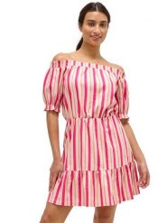 Orsay Sukienka w kolorze różowo-beżowym rozmiar: 36. Brązowe sukienki damskie ORSAY, bez wzorów, bez kołnierzyka, bez ramiączek, mini. Za 56.99 zł.