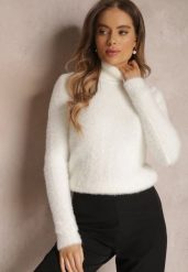 Biały Golf Wełniany Cheki. Białe golfy damskie Renee, m, bez wzorów, z tkaniny, bez ramiączek. Za 49.99 zł.