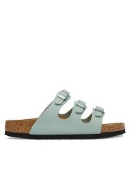 Birkenstock Klapki Florida 1032055 Zielony. Zielone klapki damskie Birkenstock, bez wzorów, ze skóry, bez obcasa. Za 399.99 zł.