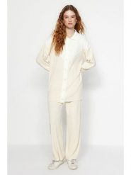 Trendyol 2-częściowy zestaw w kolorze beżowym rozmiar: M. Brązowe kardigany damskie Trendyol, m, bez wzorów, prążkowane. Za 86.99 zł.