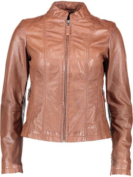 7eleven Skórzana kurtka "Cruz" w kolorze jasnobrązowym rozmiar: 40. Brązowe kurtki damskie 7eleven, bez wzorów, ze skóry, bez kaptura. Za 616.40 zł.