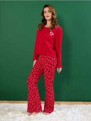 Piżama dwuczęściowa z motywem laski cukrowej - czerwony. Czerwone piżamy damskie Sinsay, l, bez wzorów, bez ramiączek. Za 59.99 zł.