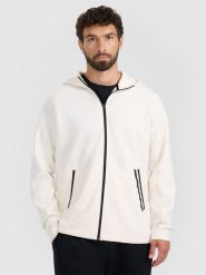 4F Bluza dresowa rozpinana z kapturem męska - biała L. Białe bluzy z kapturem męskie 4f, l, z dresówki. Za 229.99 zł.
