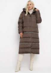 Brązowa Pikowana Kurtka Płaszcz z Regulacją Długości Mutileni. Brązowe kurtki damskie Born2be, xl, z aplikacjami, klasyczne. Za 349.99 zł.