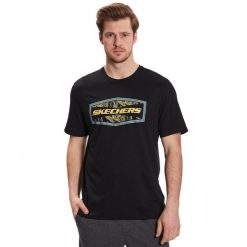 T-shirt sportowy z krótkim rękawem męski Tricou Latitude. Czarne t-shirty męskie Skechers, l, bez wzorów, z bawełny, bez kołnierzyka. Za 79.99 zł.