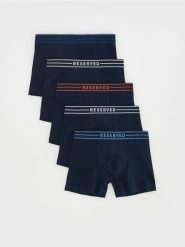 5 pack bokserek Long - granatowy. Niebieskie bokserki męskie Reserved, bez wzorów. Za 99.99 zł.