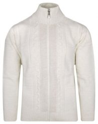 Sweter Beżowy Wełniany z Wysokim Dekoltem Zapinany na Zamek, Ciepły -DEVIR. Brązowe kardigany męskie Devir, l, bez wzorów, z wełny, eleganckie, bez kołnierzyka. Za 259.00 zł.
