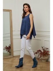 Plume Top "Mylene" w kolorze granatowym rozmiar: S. Niebieskie topy damskie Plume, s, bez wzorów, z asymetrycznym kołnierzem. Za 118.56 zł.
