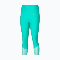 Legginsy damskie Mizuno Impulse Core 3/4. Zielone legginsy damskie Mizuno, s, bez wzorów, z elastanu, do biegania. Za 129.99 zł.