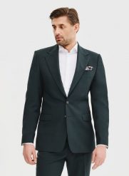 PAKO LORENTE – Wełniana marynarka garniturowa w kolorze zielonym. Zielone marynarki męskie Pako Lorente, bez wzorów, z wełny. Za 1,699.99 zł.