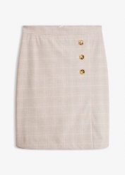 Spódnica ołówkowa w kratę. Żółte spódniczki damskie bonprix, bez wzorów, eleganckie, ołówkowe. Za 109.99 zł.