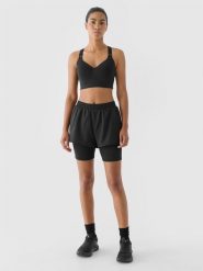 4F Spodenki treningowe 2w1 szybkoschnące damskie - szare XS. Szare spodenki sportowe damskie 4f, s, z dzianiny, do biegania. W wyprzedaży za 59.99 zł.