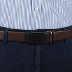 Pasek męski skórzany 3,5 cm klamra automatyczna Beltimore brązowy 02-593 : Kolory - brązowy, beżowy, Rozmiar pasków - r.110-125 cm. Brązowe paski męskie bez wzorów, ze skóry, wizytowe. Za 64.99 zł.