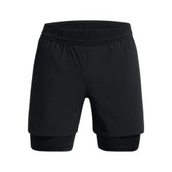 Szorty 2 w 1 Under Armour Peak. Czarne szorty męskie Under Armour, l, z elastanu, na fitness i siłownię. Za 349.99 zł.