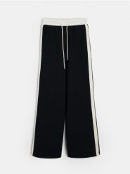 Spodnie wide leg z lampasami - wielobarwny. Spodnie materiałowe damskie Sinsay, bez wzorów. Za 49.99 zł.