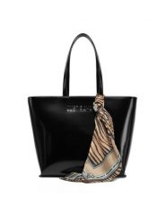 Just Cavalli Torebka Chain Foulard 78RA4BH5 ZSB86 Czarny. Czarne torebki klasyczne damskie Just Cavalli, bez wzorów, ze skóry, bez dodatków. Za 399.99 zł.