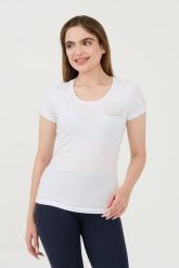 EA7 Biały t-shirt. Białe t-shirty damskie EA7 Emporio Armani, xs, bez wzorów, bez kołnierzyka. W wyprzedaży za 181.99 zł.