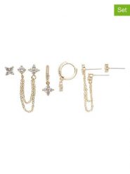 U.S. Polo Assn. Pozłacane kolczyki (3 szt.) z kryształami rozmiar: onesize. Żółte kolczyki damskie U.S. Polo Assn., z kryształem, metalowe. Za 69.99 zł.