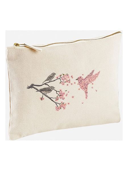 WOOOP Kopertówka "Blossom Bird" w kolorze kremowo-jasnoróżowym - 24 x 16 cm rozmiar: onesize. Białe torebki wieczorowe Wooop, bez wzorów, z bawełny, bez kołnierzyka, bez ramiączek. Za 60.95 zł.