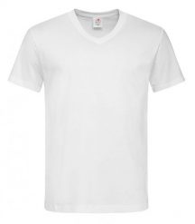 Biały Bawełniany T-Shirt w Serek, Męski Bez Nadruku -STEDMAN- Koszulka, Krótki Rękaw, Basic, V-neck. Białe t-shirty męskie Stedman, l, bez wzorów, z bawełny, bez kołnierzyka. Za 49.00 zł.