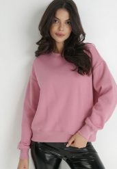 Ciemnoróżowa Bluza z Polarową Podszewką Colda. Czerwone bluzy bez kaptura damskie Born2be, l, z dresówki. Za 49.99 zł.