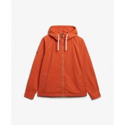 Kurtka z kapturem z przecieranego materiału Superdry. Brązowe kurtki męskie Superdry., xl, z aplikacjami, z materiału, eleganckie, z kapturem. Za 477.45 zł.