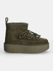 INUIKII Skórzane botki zimowe "Classic Low Platform" w kolorze khaki rozmiar: 37. Brązowe botki damskie Inuikii, na zimę, ze skóry, bez obcasa, na platformie, bez zapięcia. Za 891.95 zł.