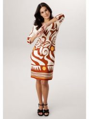 Aniston Sukienka w kolorze kremowo-brązowym rozmiar: 36. Brązowe sukienki damskie Aniston, na co dzień, bez wzorów, bez kołnierzyka, bez ramiączek, midi, proste. Za 217.99 zł.