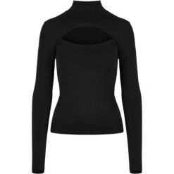 Bluzka Z Długim Rękawem Dla Pań I Panów Z Wyciętym Dekoltem W Kształcie Żółwia. Czarne bluzki damskie Urban Classics, xl, bez wzorów, sportowe, bez kołnierzyka, bez ramiączek. Za 85.99 zł.