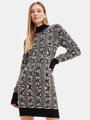 Desigual Sukienka dzianinowa 23WWVF01 Czarny Slim Fit. Czarne sukienki damskie Desigual, xl, bez wzorów, z dzianiny, bez kołnierzyka, bez ramiączek. Za 419.99 zł.