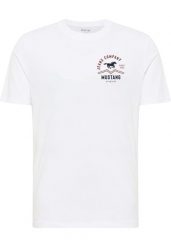 Męski T-Shirt Mustang Style Alex General White 1018308 2045. Białe t-shirty męskie Mustang, m, bez wzorów, bez kołnierzyka. Za 79.99 zł.