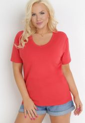 Czerwony T-shirt Genilin. Czerwone t-shirty damskie Born2be, xl, bez wzorów, z dzianiny, bez kołnierzyka. Za 29.99 zł.