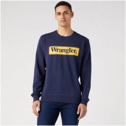 WRANGLER SEASONAL CREW MĘSKA BLUZA NAVY 112341196 W6F3011976. Niebieskie bluzy bez kaptura męskie Wrangler, m. Za 149.99 zł.