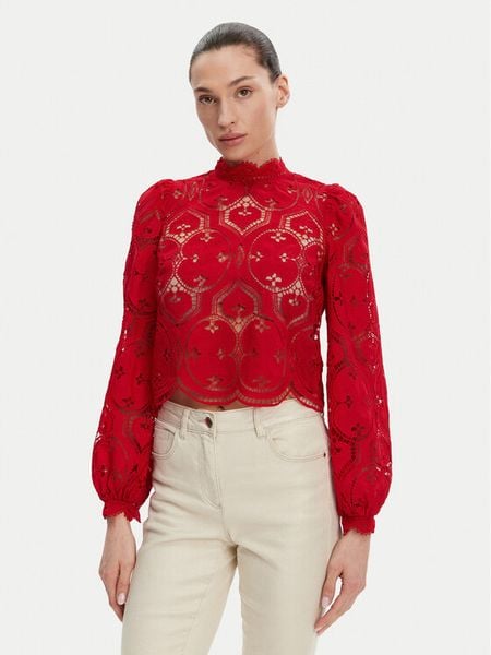 Morgan Bluzka 251-OMBRE Czerwony Regular Fit. Czerwone bluzki damskie Morgan, bez wzorów, z syntetyku, bez kołnierzyka, bez ramiączek. Za 219.99 zł.