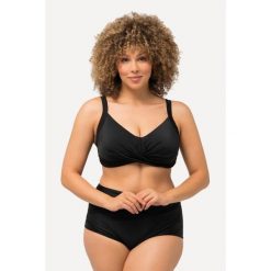Damska Góra bikini drapowanie miękkie miseczki regulowane ramiączka. Czarne bikini damskie Ulla Popken, bez wzorów, plus size. W wyprzedaży za 111.99 zł.