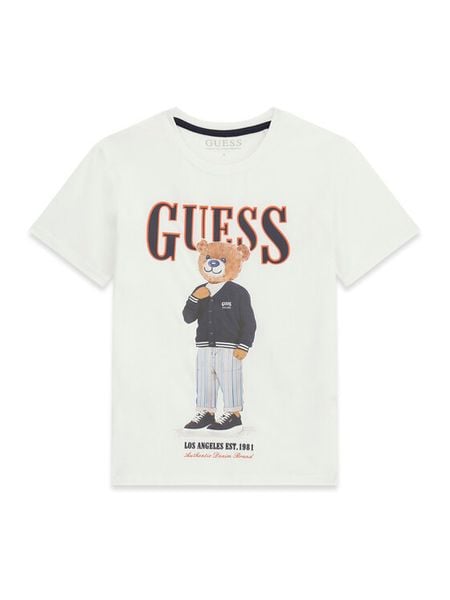 Guess T-Shirt L6GI09 K8HM4 Biały Regular Fit. Białe t-shirty chłopięce Guess, z aplikacjami, z bawełny, bez ramiączek. Za 88.99 zł.