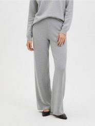 Dzianinowe spodnie z elastycznym pasem - szary. Szare spodnie materiałowe damskie Sinsay, bez wzorów, z dzianiny. Za 49.99 zł.