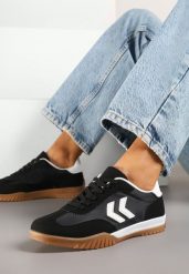 Czarno-Białe Sneakersy Typu Kultowe Tenisówki Zdobione Przeszyciami Mepenna. Czarne trampki i tenisówki damskie Renee, z aplikacjami, z jeansu. Za 79.99 zł.