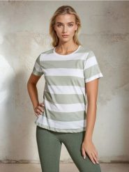 Koszulka w paski - zielony. Zielone t-shirty damskie Sinsay, l, bez wzorów, bez kołnierzyka. Za 12.99 zł.