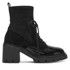 Botki Hispanitas. Czarne botki damskie Hispanitas, bez obcasa, na słupku, bez zapięcia. Za 749.99 zł.