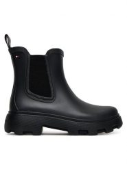 Tommy Hilfiger Kalosze Rubber Flag Cleated FW0FW08637 Czarny. Czarne kalosze damskie Tommy Hilfiger, bez wzorów, z gumy. Za 299.99 zł.