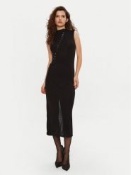 Bruuns Bazaar Sukienka koktajlowa BBW3707 Czarny Regular Fit. Czarne sukienki damskie Bruuns Bazaar, bez wzorów, z syntetyku, wizytowe, bez kołnierzyka, bez ramiączek. Za 609.99 zł.