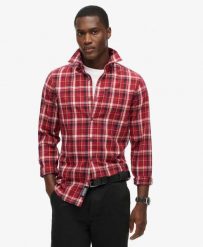 Superdry Koszula Vintage w Kratę z Bawełny Organicznej. Czerwone koszule damskie Superdry., s, z aplikacjami, z bawełny, klasyczne, bez kołnierzyka, bez ramiączek. Za 314.00 zł.
