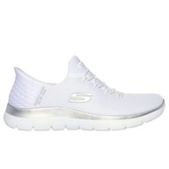 Buty Skechers Slip-ins: Summits - Diamond Dream 150123 białe. Białe buty sportowe na co dzień damskie bez wzorów, z materiału. Za 586.95 zł.