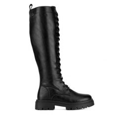 Kozaki DeeZee. Czarne kozaki damskie DeeZee, bez obcasa, na płaskiej podeszwie. Za 229.99 zł.