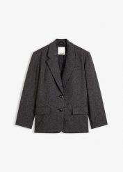 Żakiet oversize z wysokogatunkowej mieszanki wiskozy. Szare marynarki i żakiety damskie bonprix, bez wzorów, z wiskozy. Za 219.99 zł.
